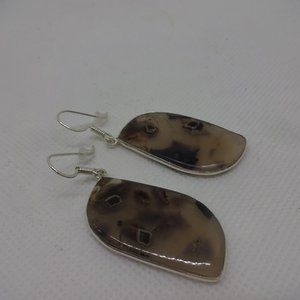 Gorgeous "STICK AGATE" Handmade Sterling Dangle Earrings #6A